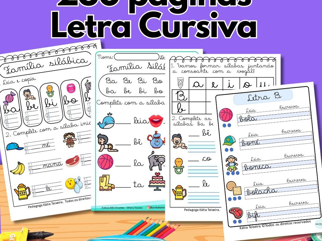 Pacote de Atividades de Alfabetização com Letra Cursiva