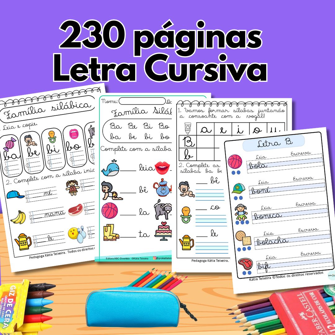 Pacote De Atividades De Alfabetização Com Letra Cursiva Abc Divertido 4955