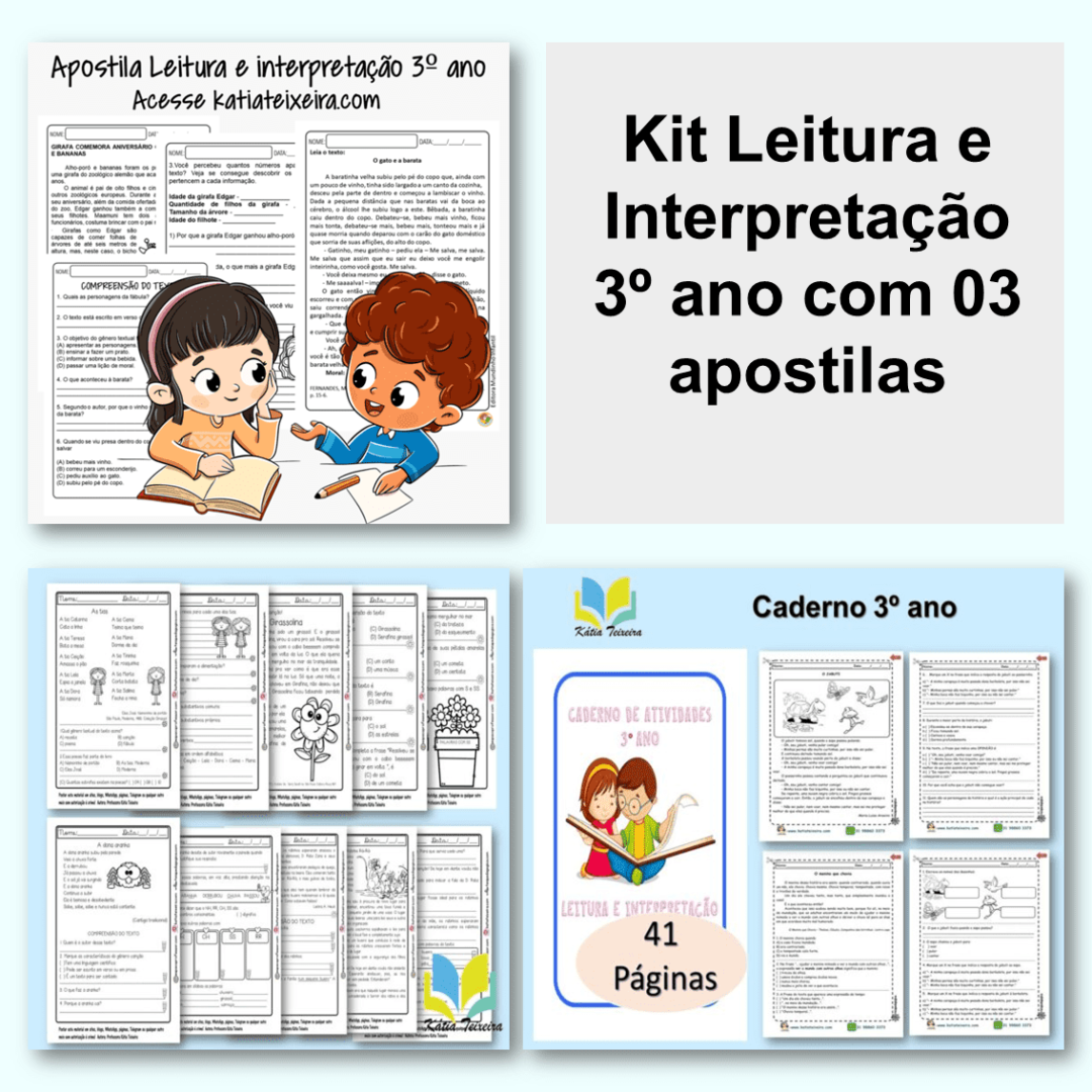 Pacote Leitura e interpretação 3º ano com 03 apostilas