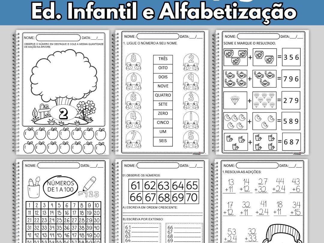 Atividades de Matemática Ed. Infantil e Alfabetização com 180 páginas