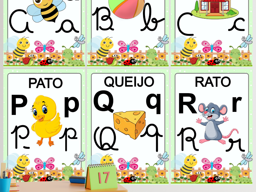 Alfabeto 4 tipos de Letras Bichinhos de Jardim