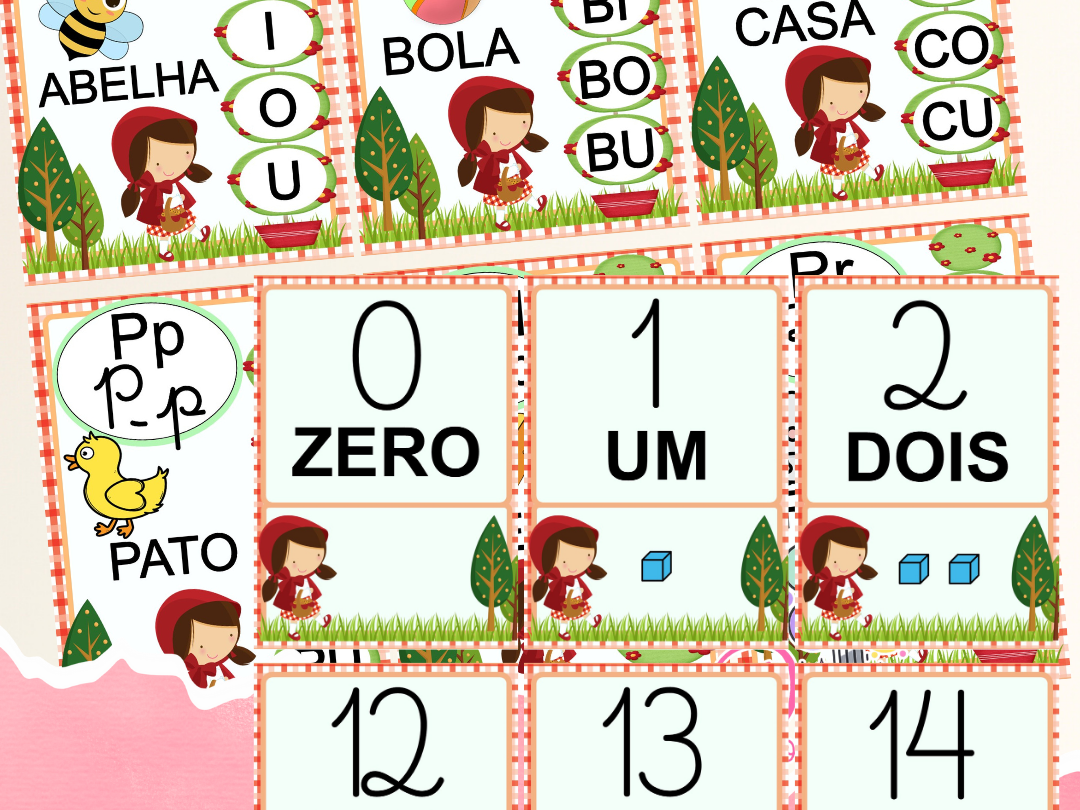 Kit Alfabeto com Sílabas e Números  Chapeuzinho Vermelho