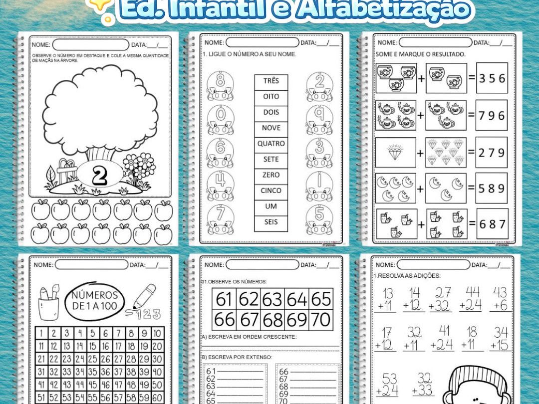 Atividades de Matemática Ed. Infantil e Alfabetização com 180 páginas