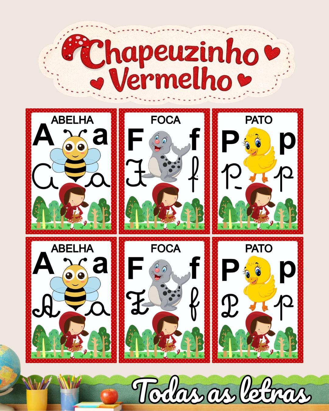 Kit Alfabetos e Números ilustrados Parede - Imagem 2