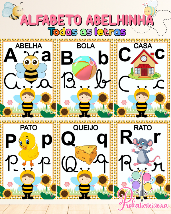 Kit Alfabetos e Números ilustrados Parede - Imagem 5