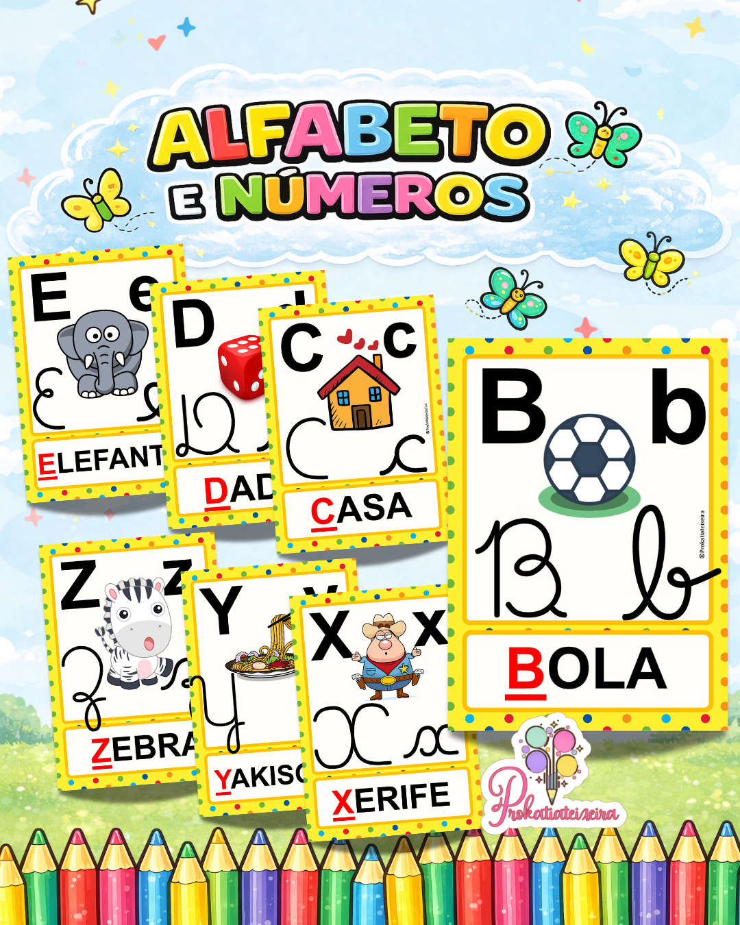 Kit Alfabetos e Números ilustrados Parede - Imagem 8