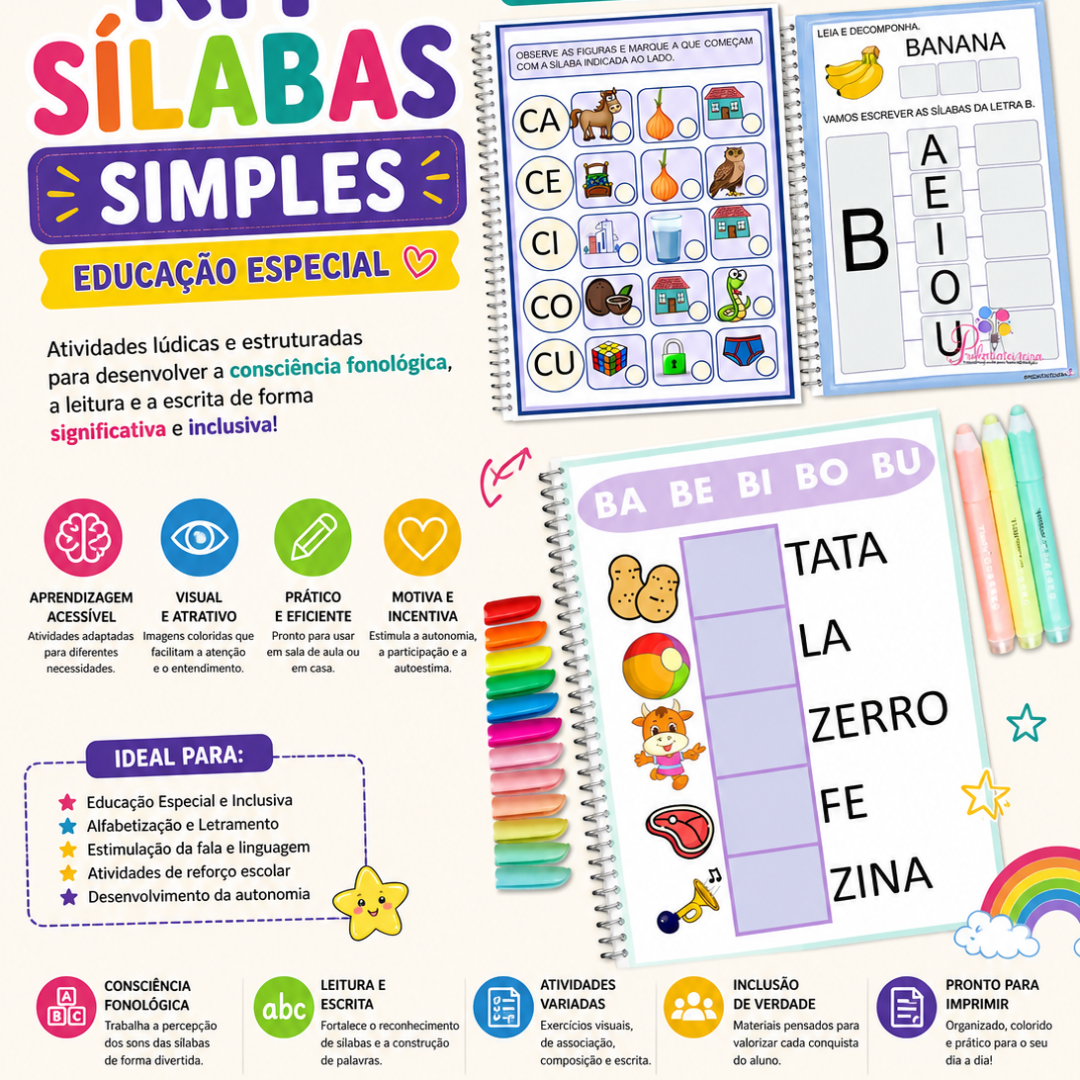 Kit Sílabas Simples Educação Especial