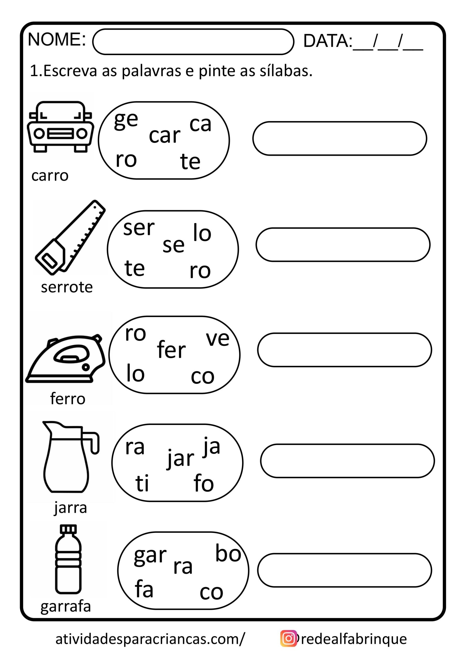 Atividades Sílabas Complexas PDF - Imagem 16