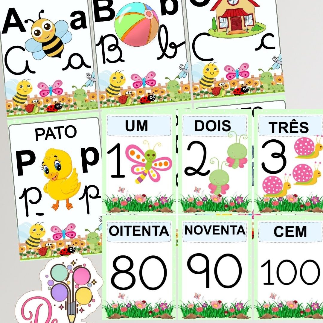 Kit Alfabeto e Números Bichinhos de Jardim