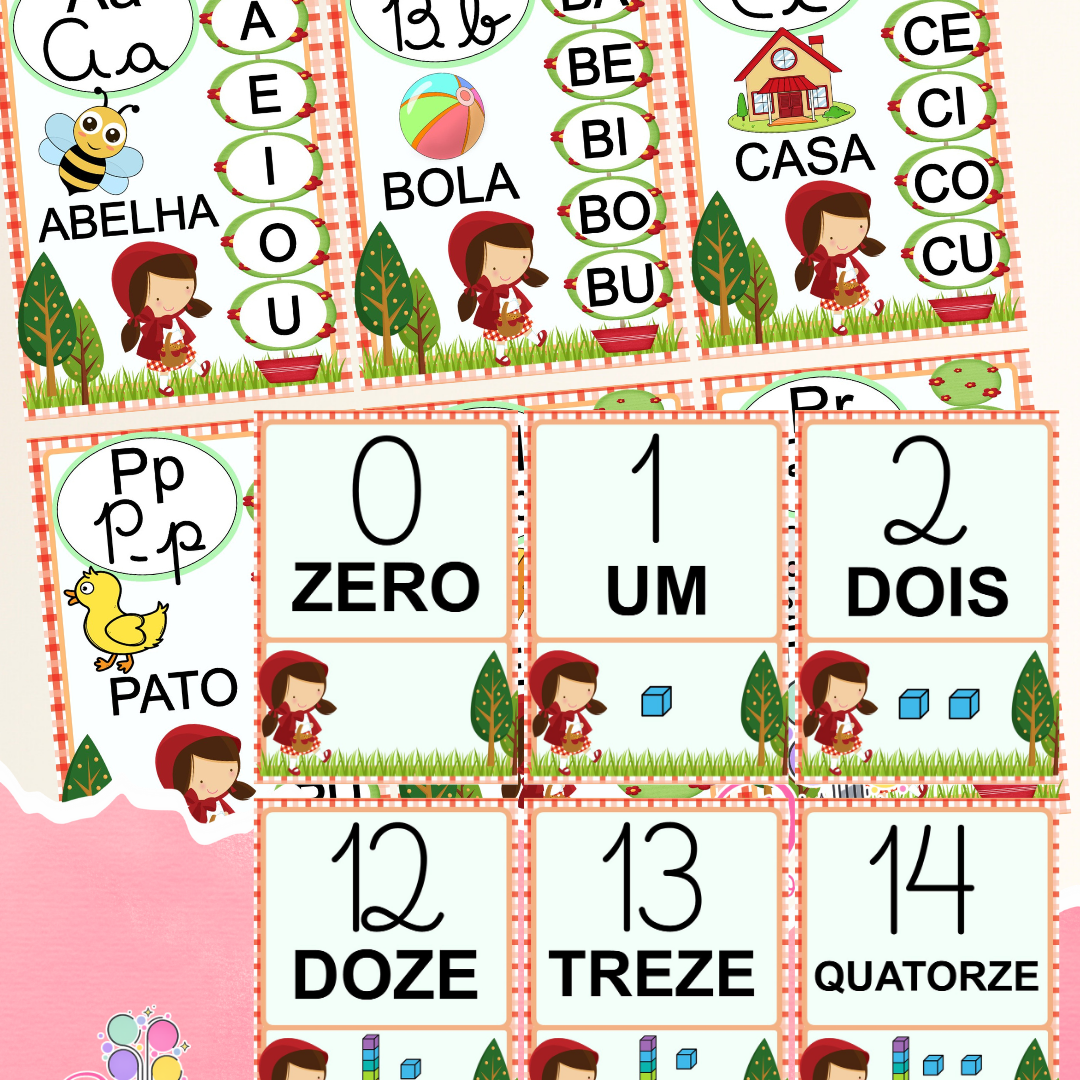 Kit Alfabeto com Sílabas e Números  Chapeuzinho Vermelho