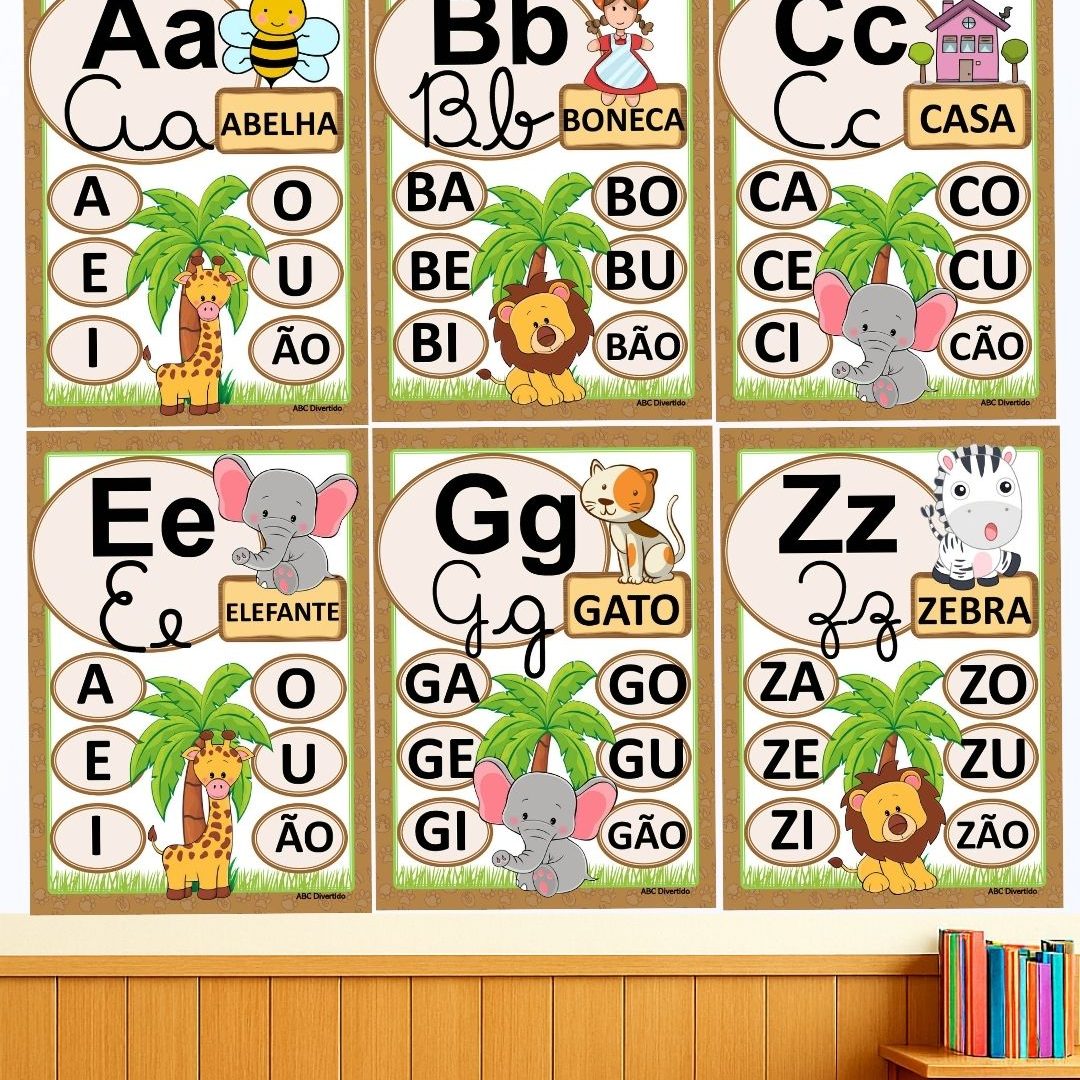 Alfabeto Ilustrado 4 Tipos de Letras Safari